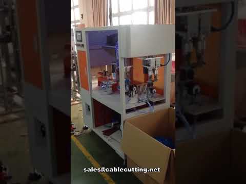 Máquina automatizada para medir, cortar, enrollar y atar cables