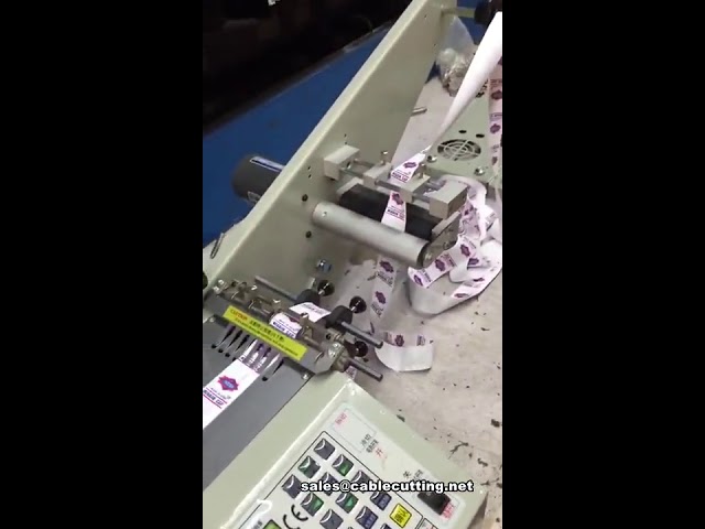 Máquina automática para cortar cintas y etiquetas | Cortadora de cinta y etiquetadora