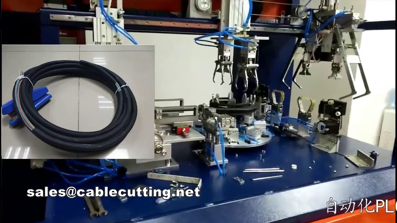 Máquina automática para cortar, pelar, bobinar, enrollar y atar cables y alambres