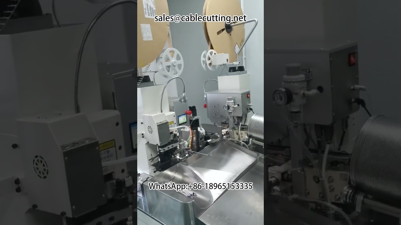 Máquina de terminación de doble cabezal #procesamiento automatizado de arneses con conector impermeable