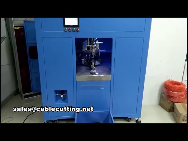 Máquina automática de enrollado, agrupado y atado de cables en forma de 8